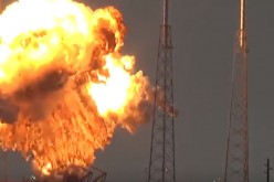 Falcon 9 rocket with AMOS-6 satellite explodes on the launch pad on Sept. 1, 2016.