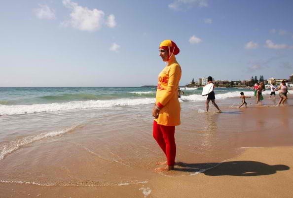 A burkini-wearing lifeguard wears the suit as a religious practice.