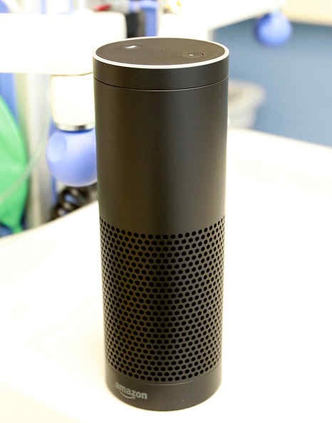 An Amazon Echo unit with voice assistance displayed in Boston children’s hospital at Boston, Massachusetts, USA on May 25, 2016. 