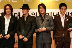 (L to R) Taiwanese boy band F4, Jerry Yan, Vanness Wu, Ken Chu, and Vic Chou pose for photographers during a news conference at a Lotte Hotel on March 9, 2007 in Seoul, South Korea.  