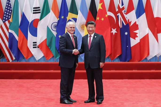 President Xi Jinping shakes the hand of Australian Prime Minister Malcolm Turnbull during their meeting at the G20 Summit in Hangzhou last Sept. 3.
