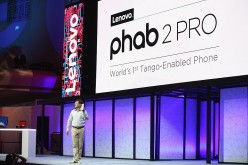 Yang Yuanqing, Lenovo CEO, unveils the new PHAB2 Pro, at Lenovo Tech World on June 9 in San Francisco, California.