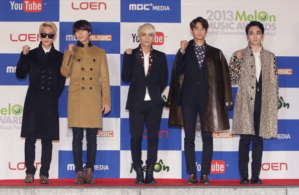 K-pop group SHINee returns on stage for their fifth solo concert "SHINee World V". 