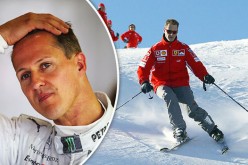 A photo of Michael Schumacher while skiing is displayed along with his photo wearing a uniform.