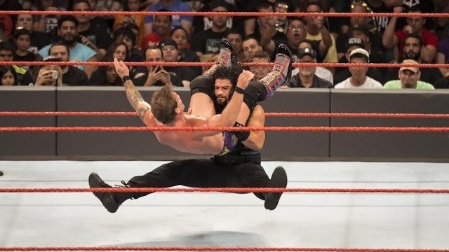 Roman Reigns hit a sitout powerbomb on Chris Jericho. 