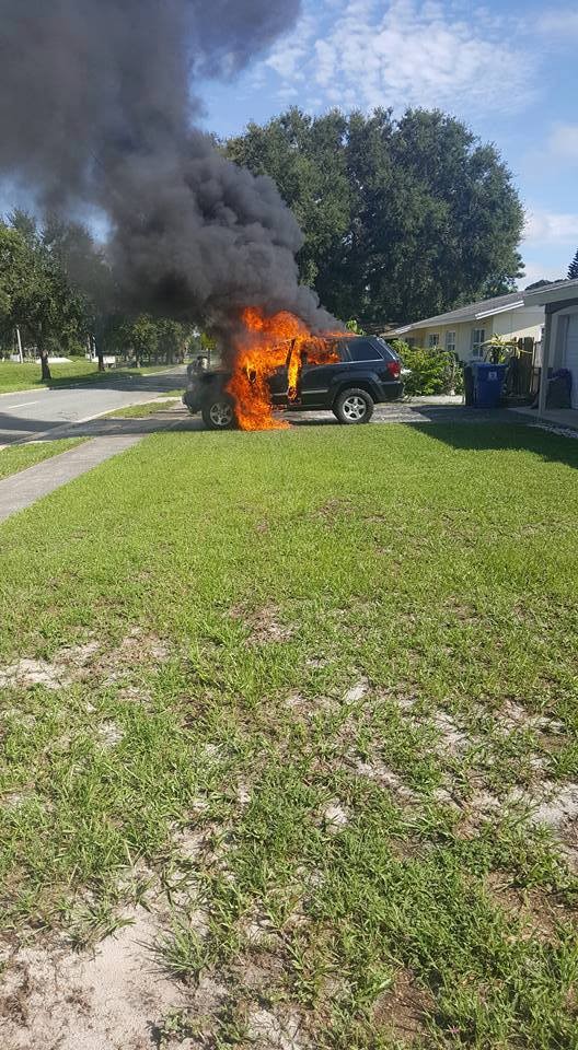 Burning Jeep