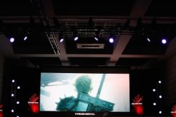 'Final Fantasy 7 remake' is shown during the Square Enix press conference at the JW Marriott on June 16, 2015 in Los Angeles, California.