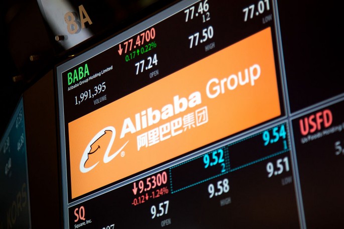 Alibaba Group Holding Ltd.'s stock performance is displayed on a monitor on the floor of the New York Stock Exchange (NYSE) in New York.