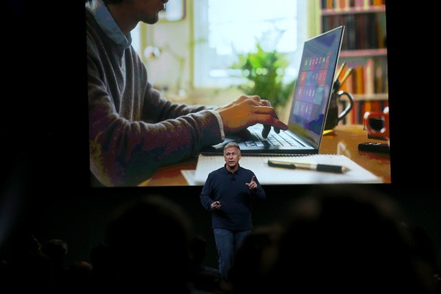 Apple senior vice president of worldwide marketing Phil Schiller announces the new 9.7" iPad pro during an Apple special event at the Apple headquarters on March 21, 2016 in Cupertino, California. The company announced updates to its iPhone and iPad lines