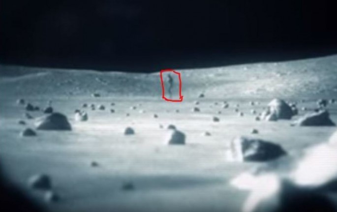 Alien spotted on the moon's surface.