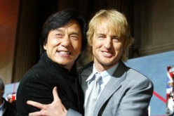 Actors Owen Wilson and Jackie Chan posed for photos at the premiere of 