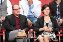 Actors James Spader and Megan Boone speak onstage during 'The Blacklist' panel discussion at the NBC portion of the 2013 Summer Television Critics Association tour - Day 4 at the Beverly Hilton Hotel on July 27, 2013 in Beverly Hills, California.