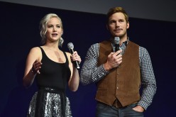 Jennifer Lawrence and Chris Pratt speak onstage during the CinemaCon 2016 'An Evening with Sony Pictures Entertainment: Celebrating the Summer of 2016 and Beyond' held in Las Vegas, Nevada.