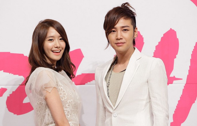 (L to R) Singer Yoona of Girls Generation and actor Jang Keun-Suk attend the KBS Drama 'Love Rain' Press Conference at Lotte hotel on March 22, 2012 in Seoul, South Korea.
