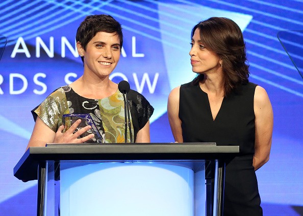 Writers/directors Moira Demos (L) and Laura Ricciardi accept the award for 'Outstanding Achievement in Reality Programming' for 'Making a Murderer' at the 32nd annual Television Critics Association Awards during the 2016 Television Critics Association Sum