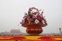 This year's main basket-shaped flower parterre is 50 meters in diameter and 17 meters in height.