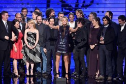 'The Big Bang Theory' stars Kaley Cuoco, Melissa Rauch, Johnny Galecki, Simon Helberg, Jim Parsons, Mayim Bialik and Kunal Nayyar are onstage during the People's Choice Awards 2016.