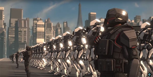 The "XCOM 2" alien villains lining up and saluting before their leaders.