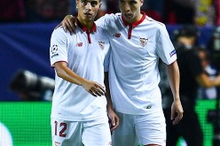 Sevilla players Wissam Ben Yedder (L) and Samir Nasri.