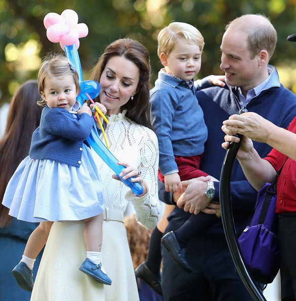 The Duke and Duchess of Cambridge with children Princess Charlotte and Prince George attend a children's party for military families during the Royal Tour of Canada on September 29, 2016 in Victoria, Canada. 