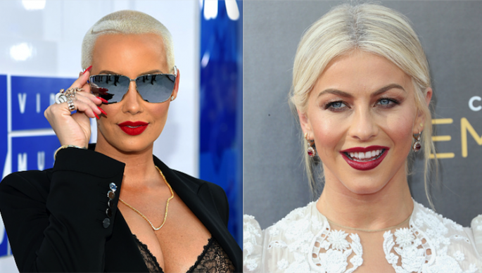 Amber Rose (left) at the MTV Movie Awards in New York City and Julianne Hough at the 2016 Creative Arts Emmy Awards in Los Angeles.