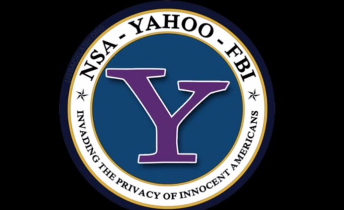 A logo concerning Yahoo's recent involvement with secret email probing as uploaded in YouTube.
