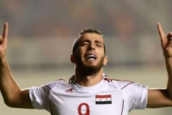 Syria's Mahmoud al-Mawas after scoring the goal that beat China in the Asian 2018 World Cup qualifiers.