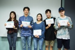 (L-R) Actors Yoo In-Na, Gong Yoo, Kim Go-Eun, Yook Sung-Jae, Lee Dong-Wook attend the first script reading session of tvN's 'The Lonely, Shining Goblin.'