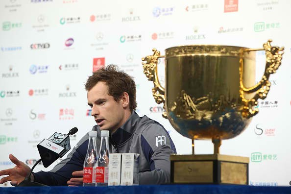 Andy Murray speaks at a press conference after the China Open finals.
