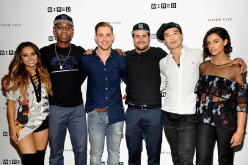 'Power Rangers's stars Becky G, RJ Cyler, Dacre MontgomeryLudi Lin and Naomi Scott attend the WIRED Cafe with director Dean Israelite during Comic-Con International 2016 at Omni Hotell in California. 