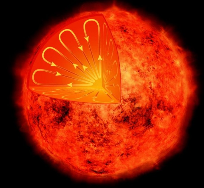 An artist's illustration depicts the interior of a low-mass star.such as Proxima Centauri.