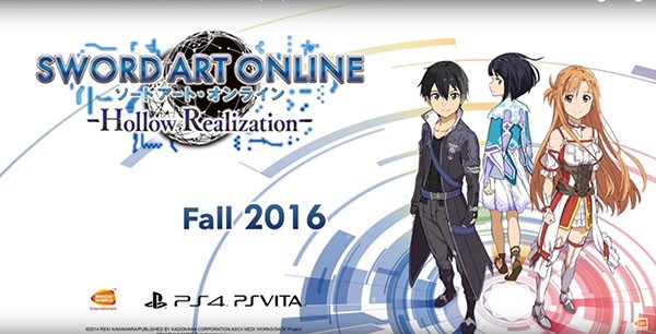 Bandai Namco reveals their latest game title, "Sword Art Online: Hollow Realization."