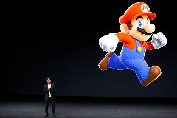 Shigeru Miyamoto, creative fellow at Nintendo and creator of Super Mario, speaks on stage during an Apple launch event on September 7, 2016 in San Francisco, California.