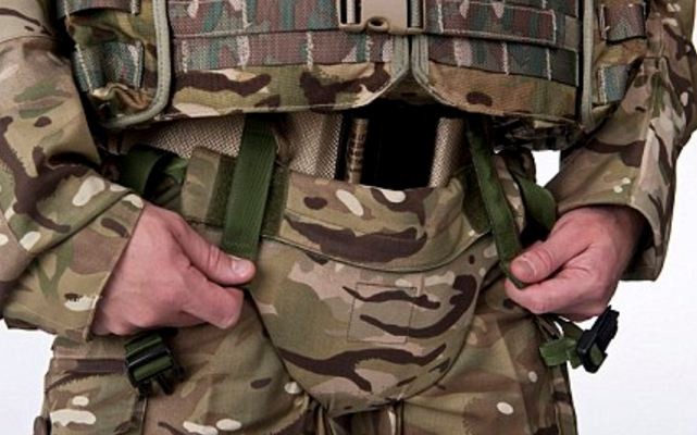 The current ballistic groin protection gear for U.S. troops.
