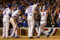Chicago Cubs celebrate Miguel Montero's 8-inning Grand Slam Homerun