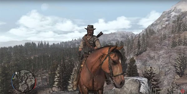 "Red Dead Redemption" protagonist John Marston rides with this trusty horse on the cold mountains.