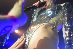 Miley Cyrus letting a fan feel her crotch during a surprise gig at London's G.A.Y nightclub in 2014.