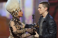 Rapper Nicki Minaj presents Eminem the Best Rap Album Award for 'Recovery' onstage during The 53rd Annual GRAMMY Awards held at Staples Center on February 13, 2011 in Los Angeles, California.