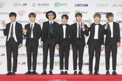 BTS arrive for the 24th Seoul Music Awards at the Olympic Park on January 22, 2015 in Seoul, South Korea. 
