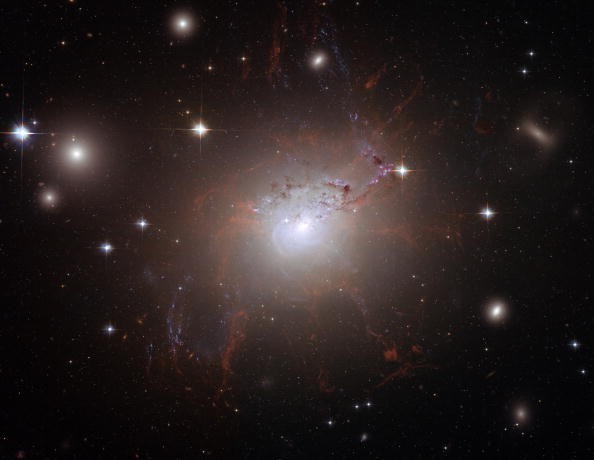 This handout image of the giant, active galaxy NGC 1275, obtained Aug. 21, 2008, was taken using the NASA/ESA Hubble Space Telescope's Advanced Camera for Surveys in July and Aug. 2006.