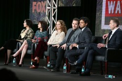 Shannyn Sossamon, Carla Gugino, Melissa Leo, Matt Dillon, M. Nght Shyamalan and Chad Hodge speak onstage during the 'Wayward Pines' panel discussion at the FOX portion of the 2015 Winter TCA Tour.