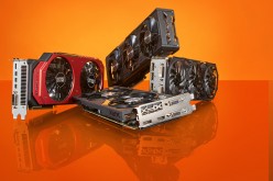 A selection of gaming PC graphics cards included a Sapphire Radeon R9 Fury Tri-X, Gigabyte GTX 970 G1 Gaming, XFX Radeon R9 390X and Palit GTX 980 Super Jetstream.