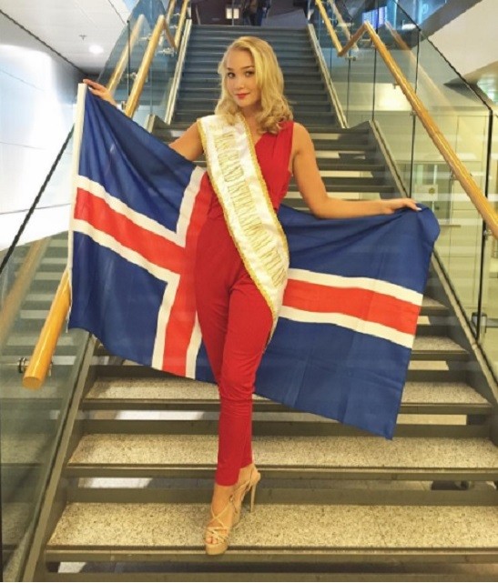 Arna Ýr Jónsdóttir, a 20-year-old former gymnast, represents Iceland at the 2016 Miss Grand International pageant.