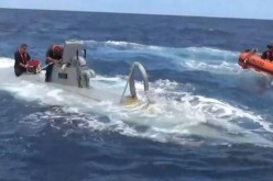 Drug smuggling submarine intercepted by U.S. Coast Guard.      