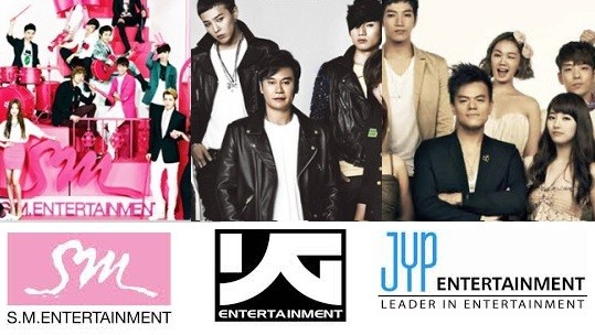 YG, JYP, SM entertainment agencies