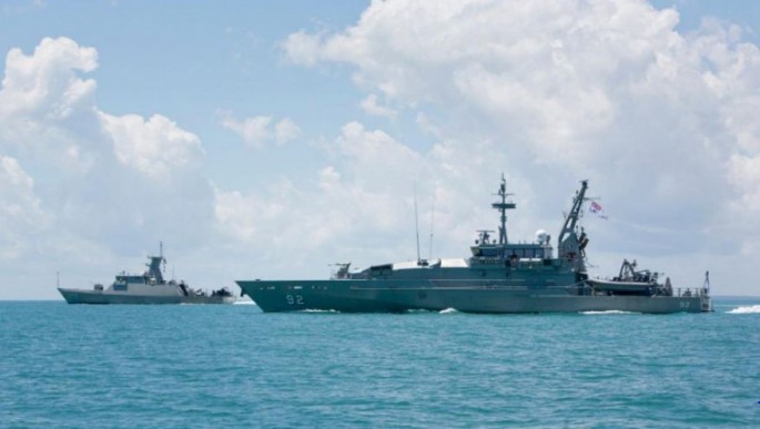Armidale Class Patrol Boat HMAS Wollongong sails in-company with Indonesian Naval vessel KRI Sampari at Exercise Cassowary.