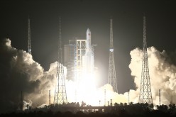 The Long March 5, one of China's heavy-lift rockets, lifts off from the Wenchang launch center on Hainan Island at 8:43 p.m. Beijing Time on Nov. 3.
