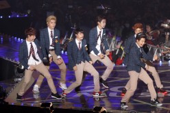 Baekhyun's band EXO perform onstage during the MelOn Music Awards at Olympic Gymnasium on November 14, 2013 in Seoul, South Korea.   