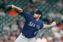 James Paxton pitches in the first inning against the Houston Astros at Minute Maid Park.