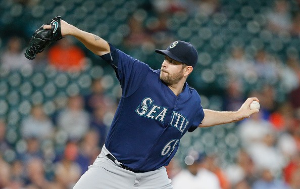 James Paxton pitches in the first inning against the Houston Astros at Minute Maid Park.